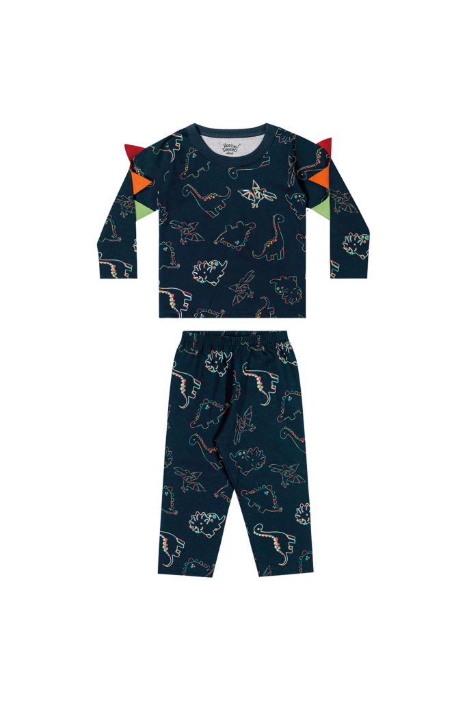 Pijama Infantil Verão Gatinho Galáctico Elian - CINZA - 10 - Preto